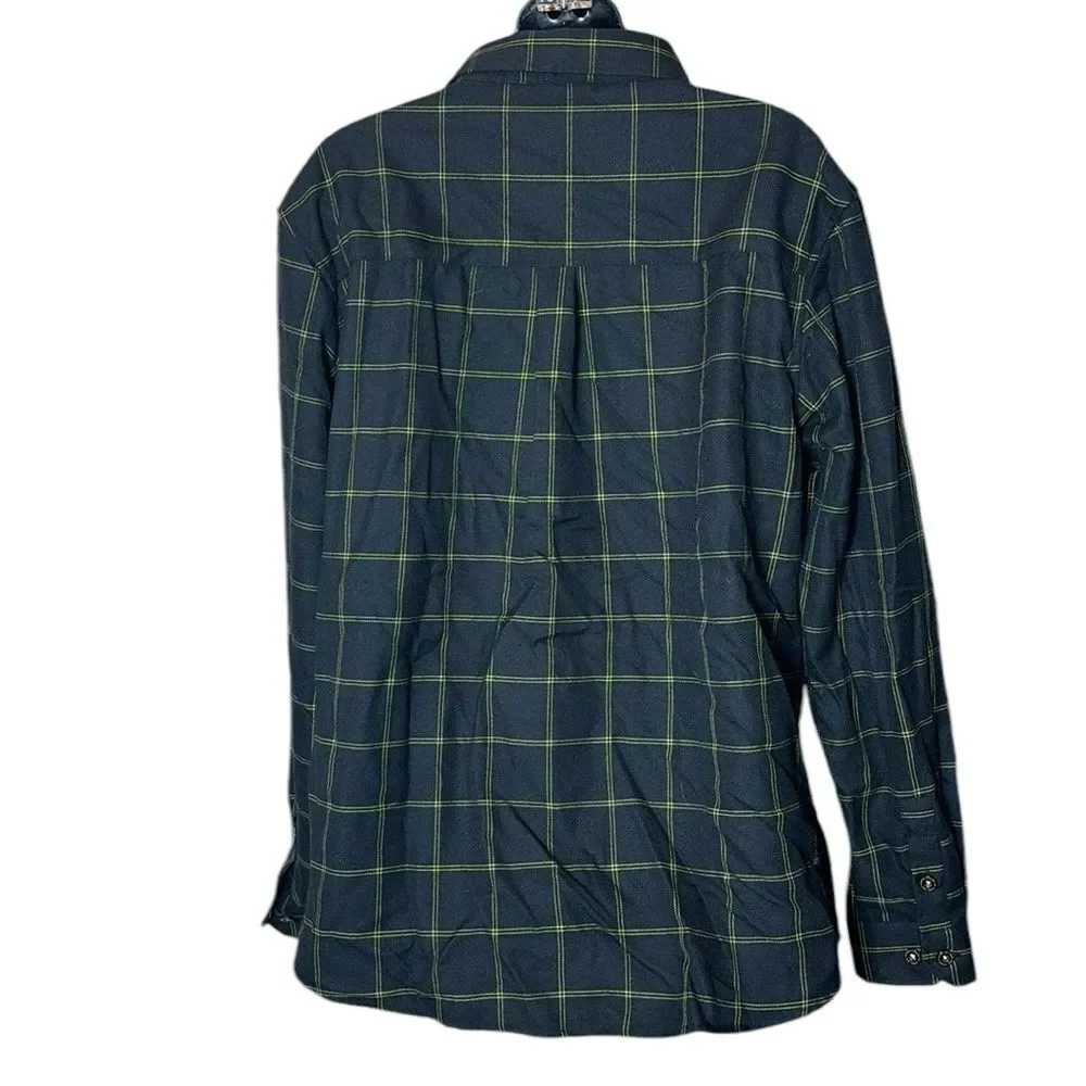 Dixxon women’s flannel stay gold black yellow pearl snap 2x new button up